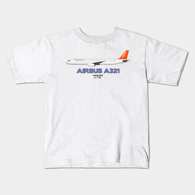 Airbus A321 - easyJet Kids T-Shirt by TheArtofFlying